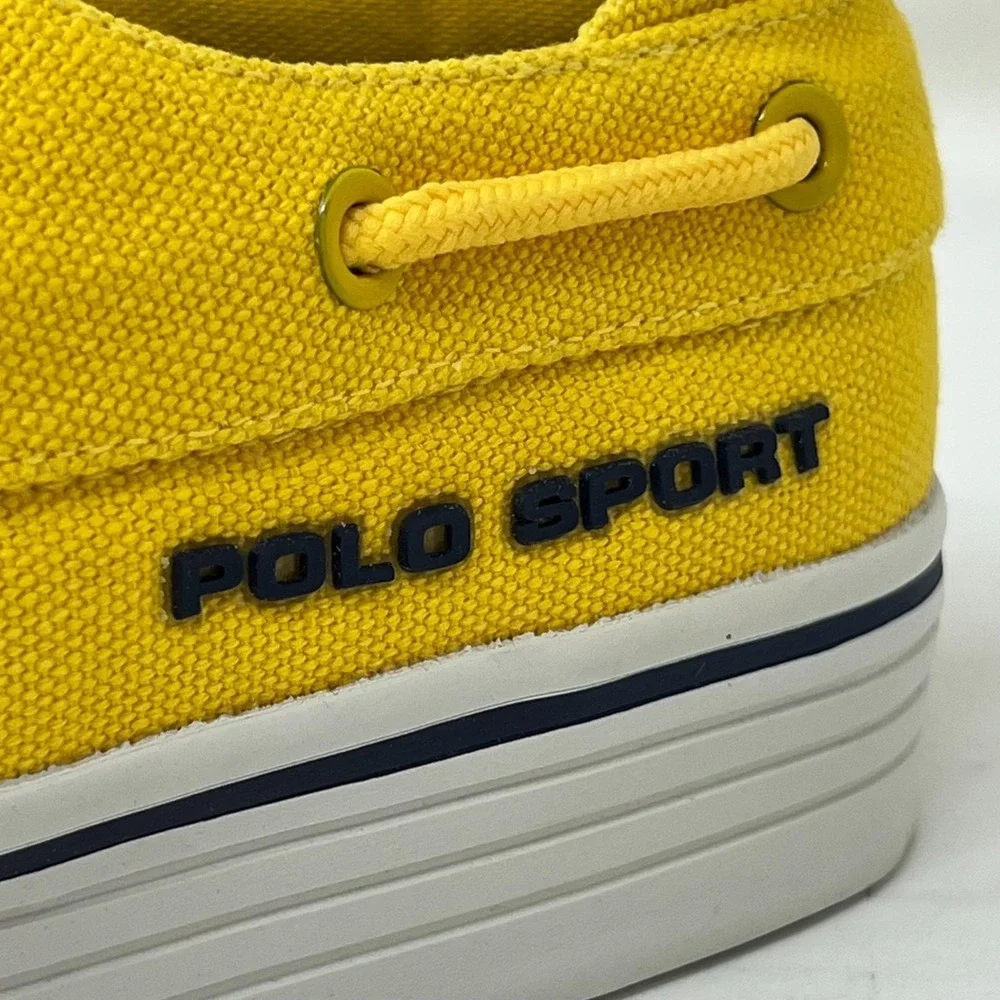 Polo Sport Ralph Lauren Canvas Boat Shoes Yellow &‎ Navy Women's US 8B VTG NEW